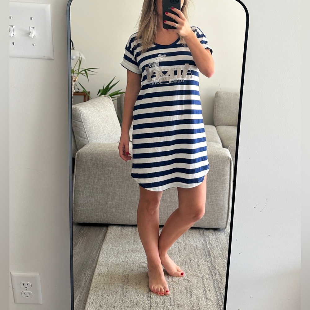 Victoria’s Secret Cotton Navy White striped Sleepwear Dress size M